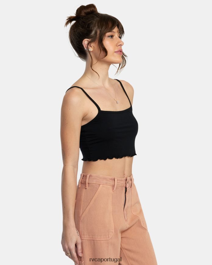 roupas RVCA mulheres toda aquela regata preto N00F2H1414