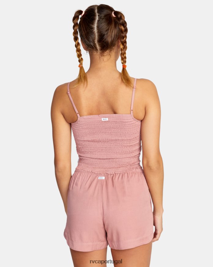 roupas RVCA mulheres top cropped revival rosa empoeirada profunda N00F2H1513