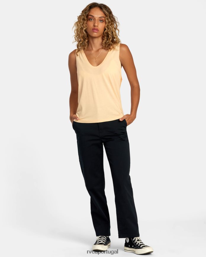 roupas RVCA mulheres top cunhado Melão N00F2H1236