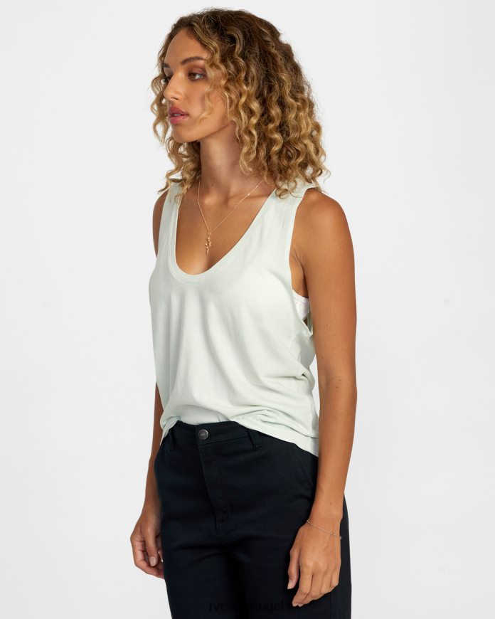 roupas RVCA mulheres top cunhado céu azul N00F2H1197