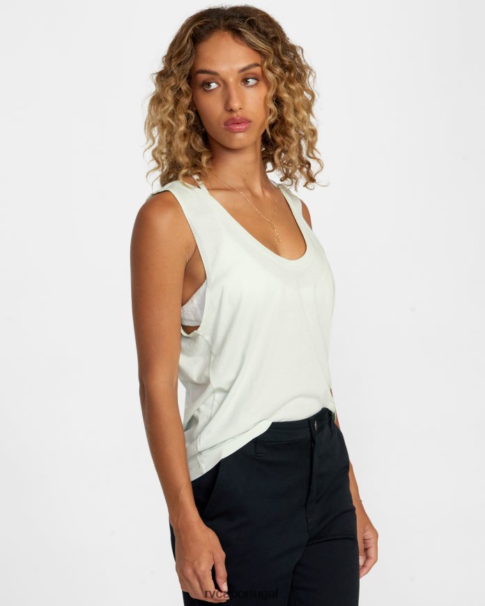roupas RVCA mulheres top cunhado céu azul N00F2H1197