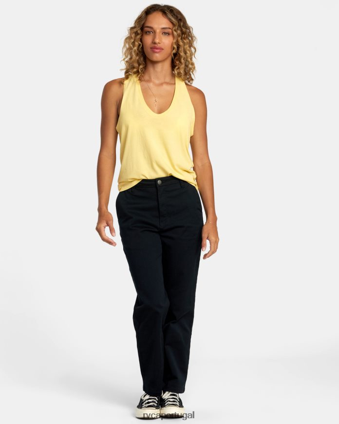 roupas RVCA mulheres top cunhado dourado N00F2H1248