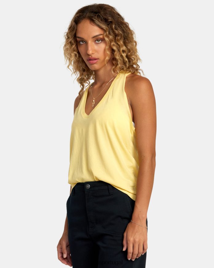 roupas RVCA mulheres top cunhado dourado N00F2H1248