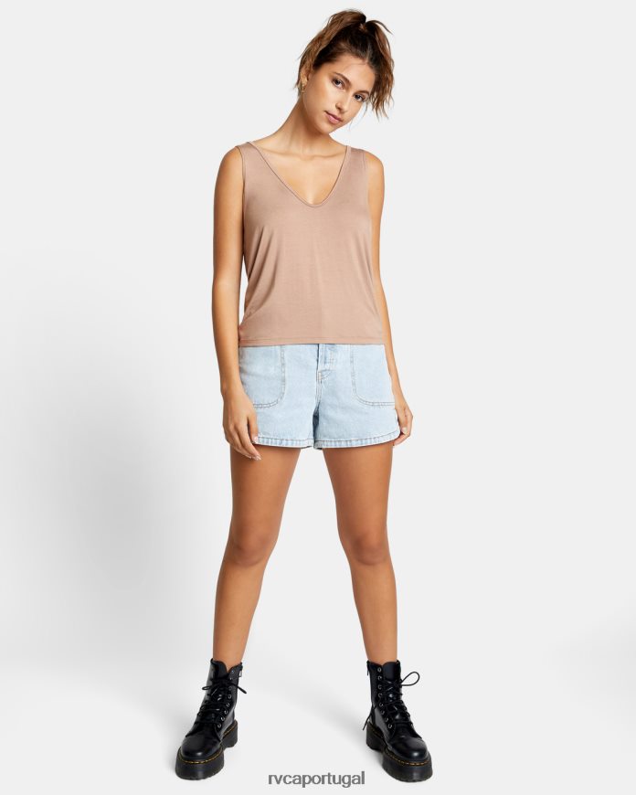 roupas RVCA mulheres top cunhado madeira N00F2H1273