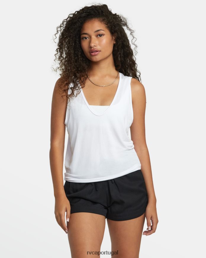 roupas RVCA mulheres top cunhado sussurrar branco N00F2H1275