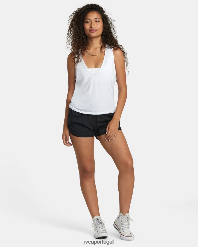 roupas RVCA mulheres top cunhado sussurrar branco N00F2H1275