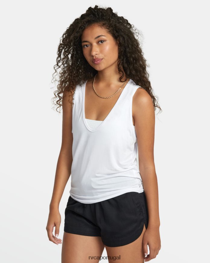 roupas RVCA mulheres top cunhado sussurrar branco N00F2H1275