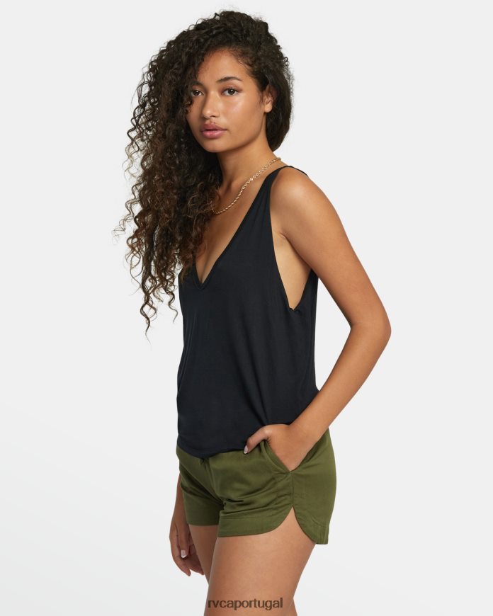 roupas RVCA mulheres top cunhado verdadeiro Preto N00F2H1277