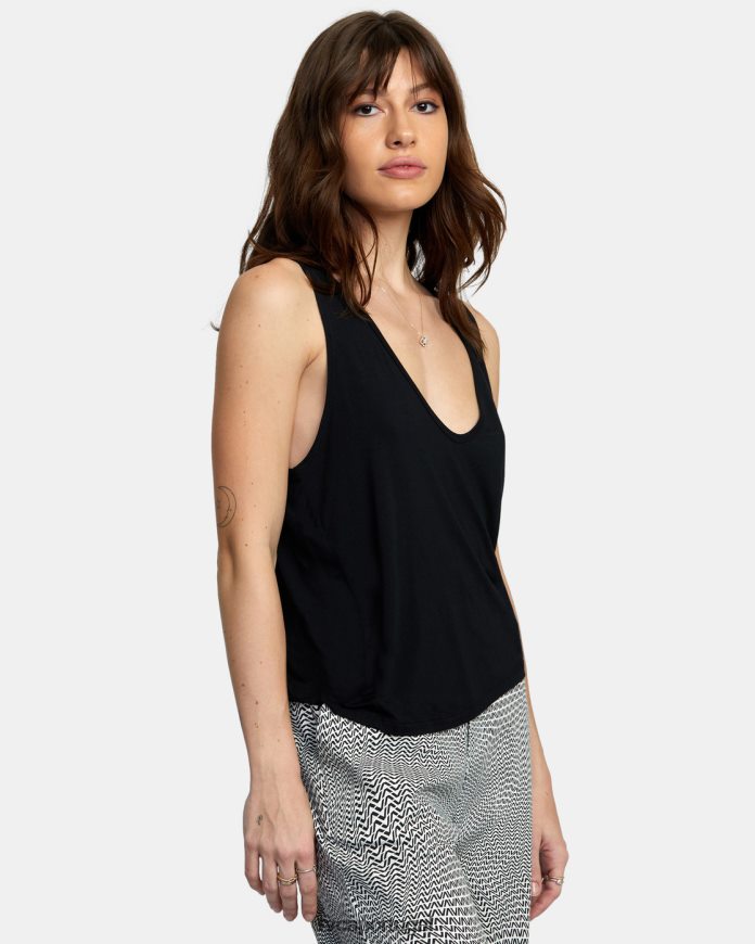 roupas RVCA mulheres top cunhado verdadeiro Preto N00F2H1277