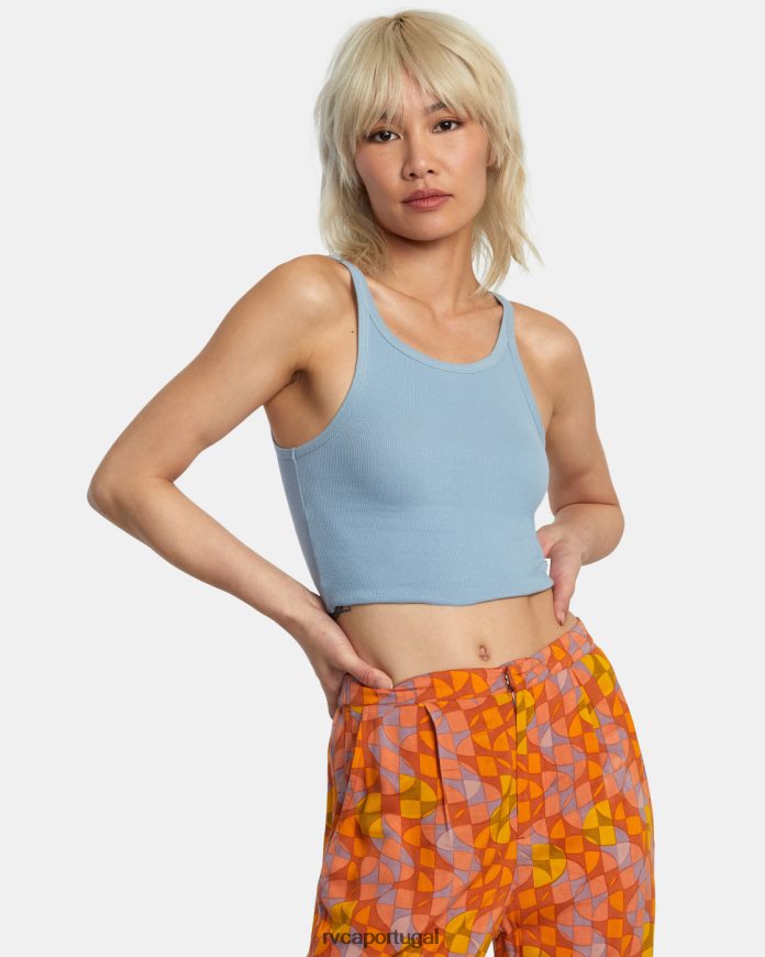 roupas RVCA mulheres top deslizante azul empoeirado N00F2H1335