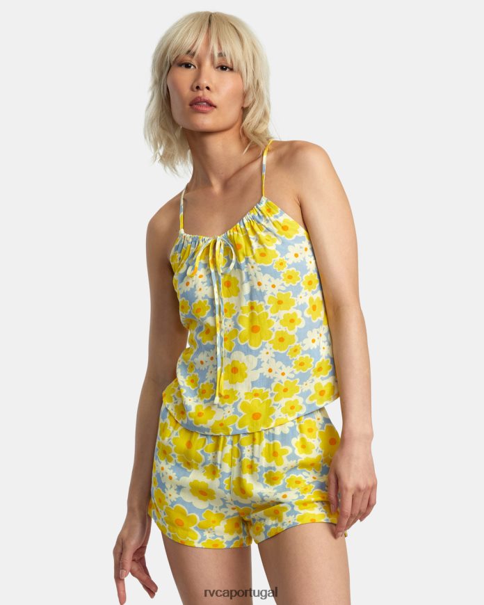 roupas RVCA mulheres top sem mangas lírio azul empoeirado N00F2H1390