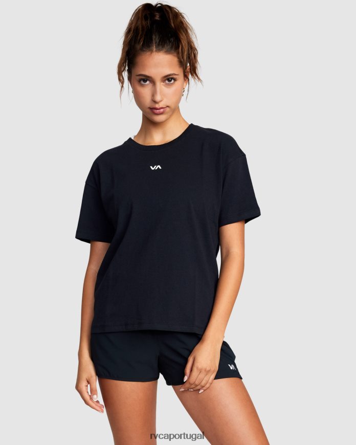 roupas RVCA mulheres va camiseta essencial preto N00F2H1730