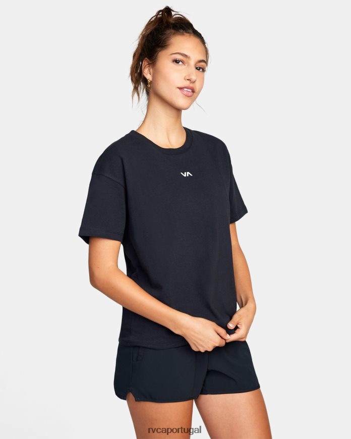 roupas RVCA mulheres va camiseta essencial preto N00F2H1730