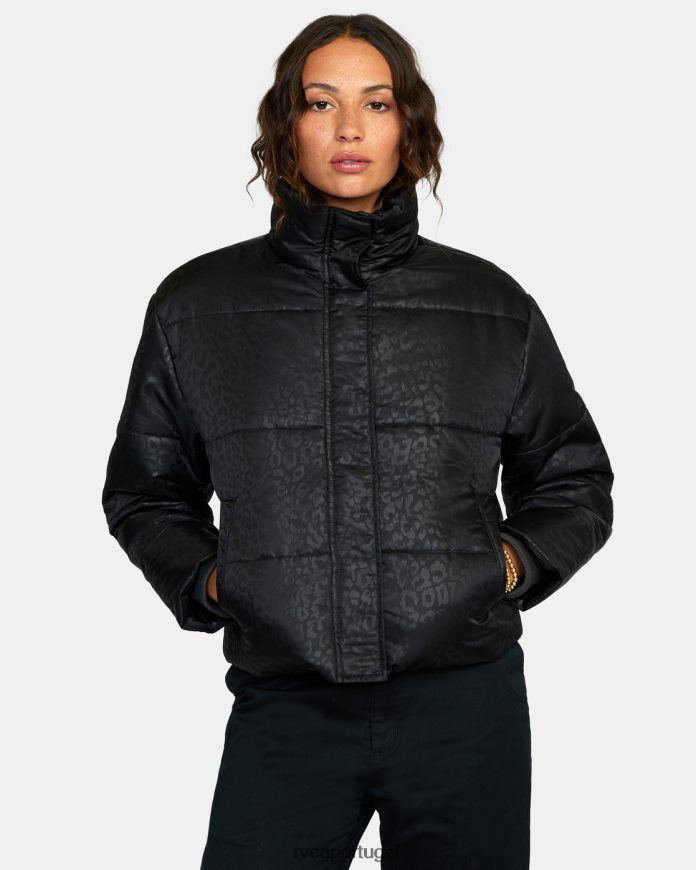 roupas RVCA mulheres eezeh jaqueta puffer preto N00F2H1699