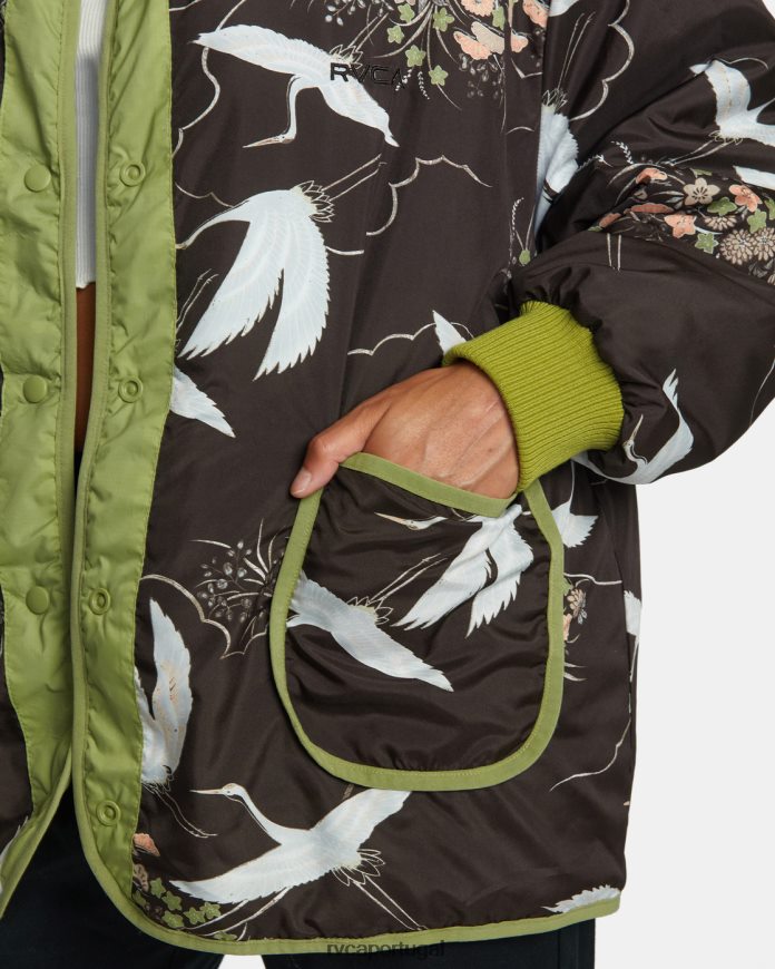 roupas RVCA mulheres jaqueta oversized reversível terrível samambaia N00F2H1317