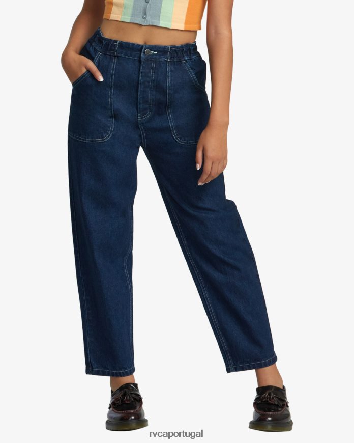 roupas RVCA mulheres calça jeans scrunchie índigo escuro N00F2H1086