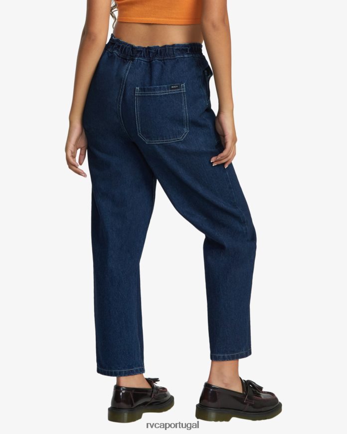 roupas RVCA mulheres calça jeans scrunchie índigo escuro N00F2H1086