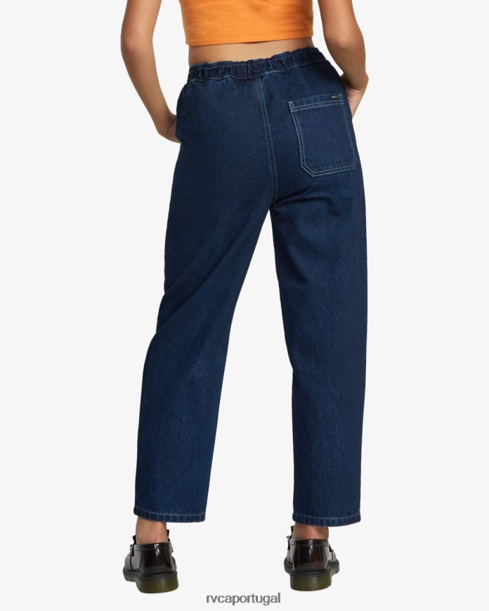 roupas RVCA mulheres calça jeans scrunchie índigo escuro N00F2H1086
