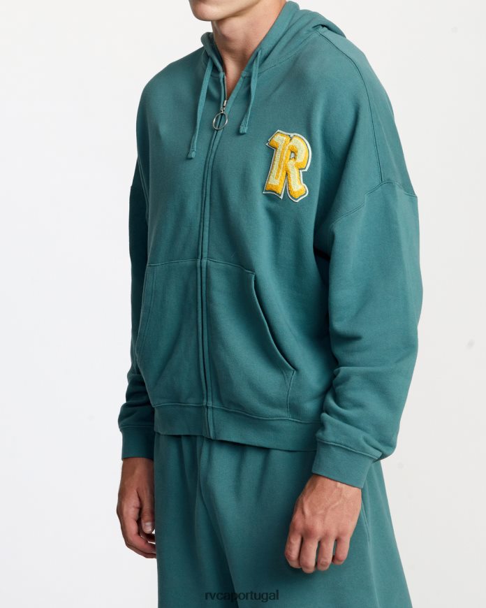 roupas RVCA mulheres rose machado moletom com capuz e zíper cerceta N00F2H233