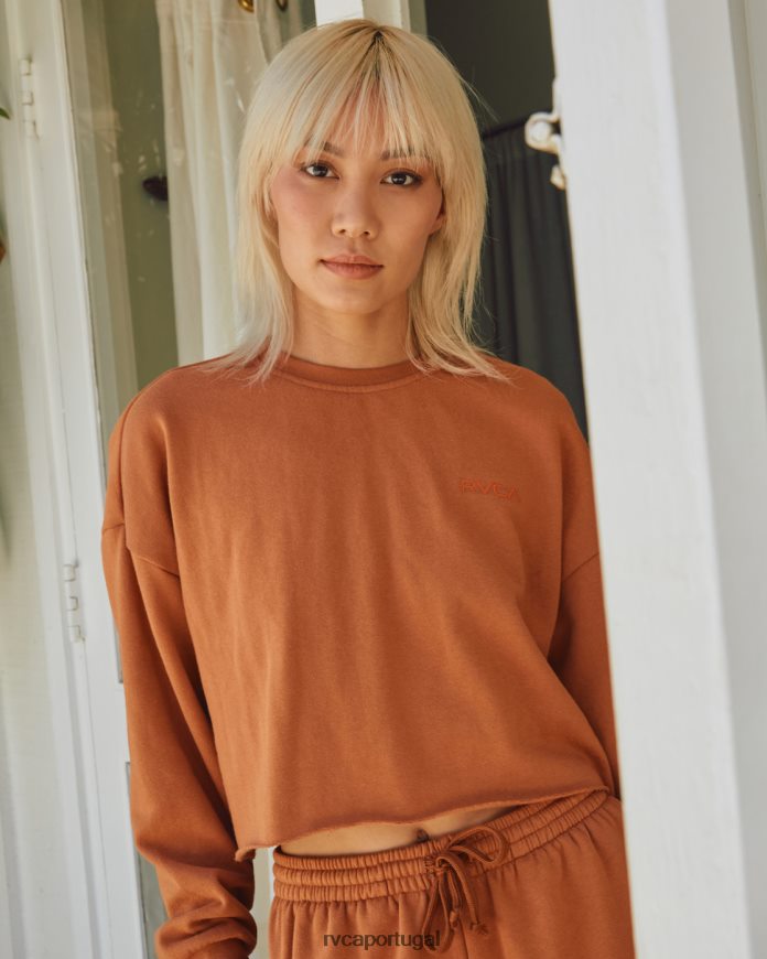 roupas RVCA mulheres test drive moletom cropped âmbar N00F2H1521
