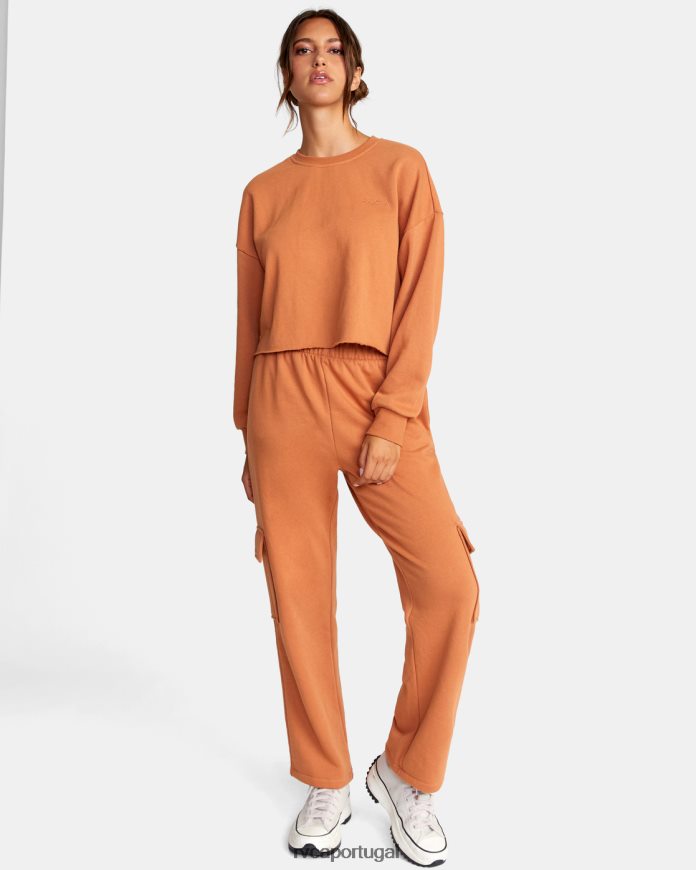 roupas RVCA mulheres test drive moletom cropped âmbar N00F2H1521