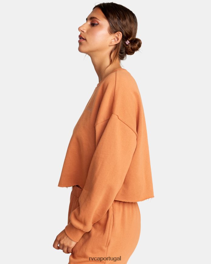 roupas RVCA mulheres test drive moletom cropped âmbar N00F2H1521