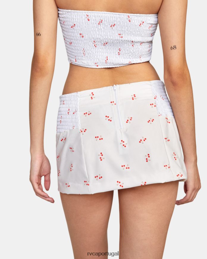 roupas RVCA mulheres saia cintura alta galã creme N00F2H1519