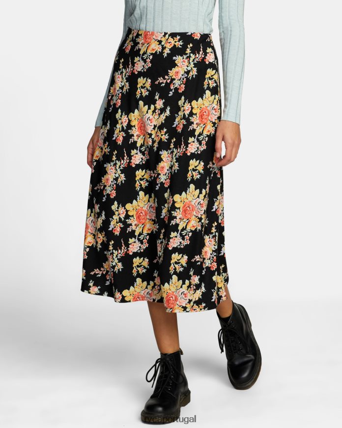 roupas RVCA mulheres saia midi stardust verdadeiro Preto N00F2H1316
