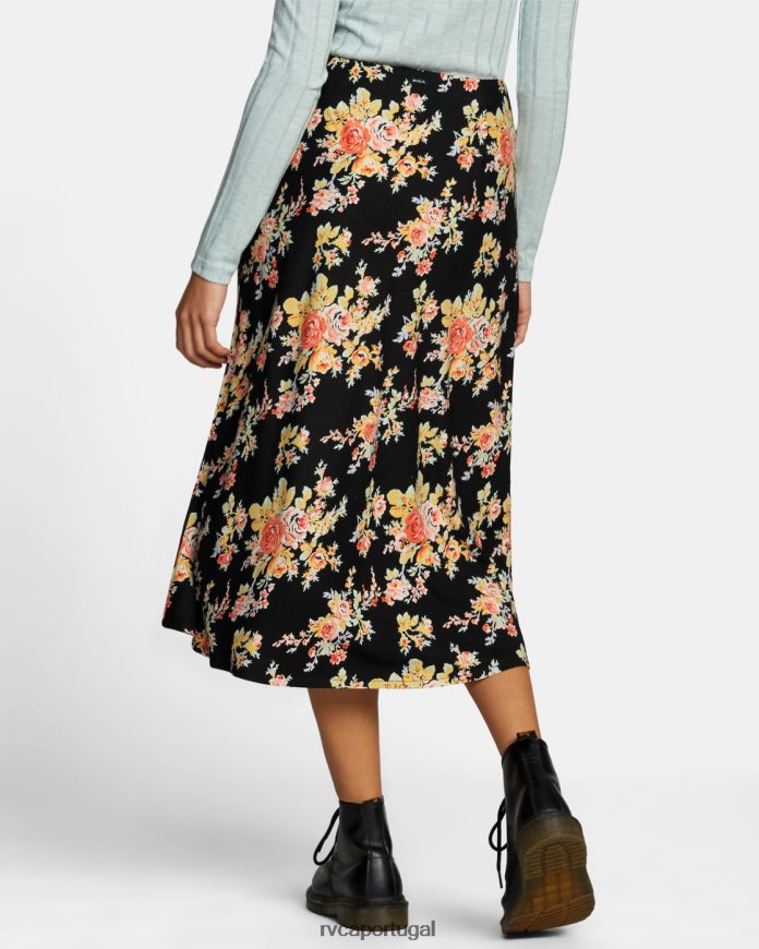 roupas RVCA mulheres saia midi stardust verdadeiro Preto N00F2H1316