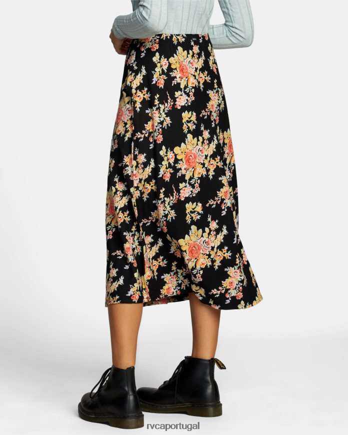 roupas RVCA mulheres saia midi stardust verdadeiro Preto N00F2H1316