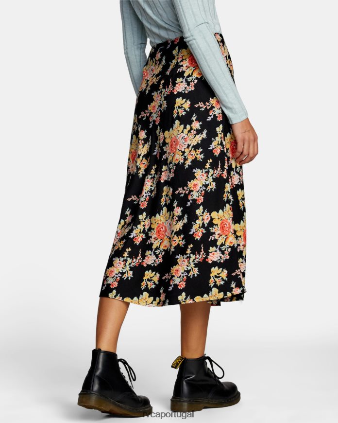 roupas RVCA mulheres saia midi stardust verdadeiro Preto N00F2H1316