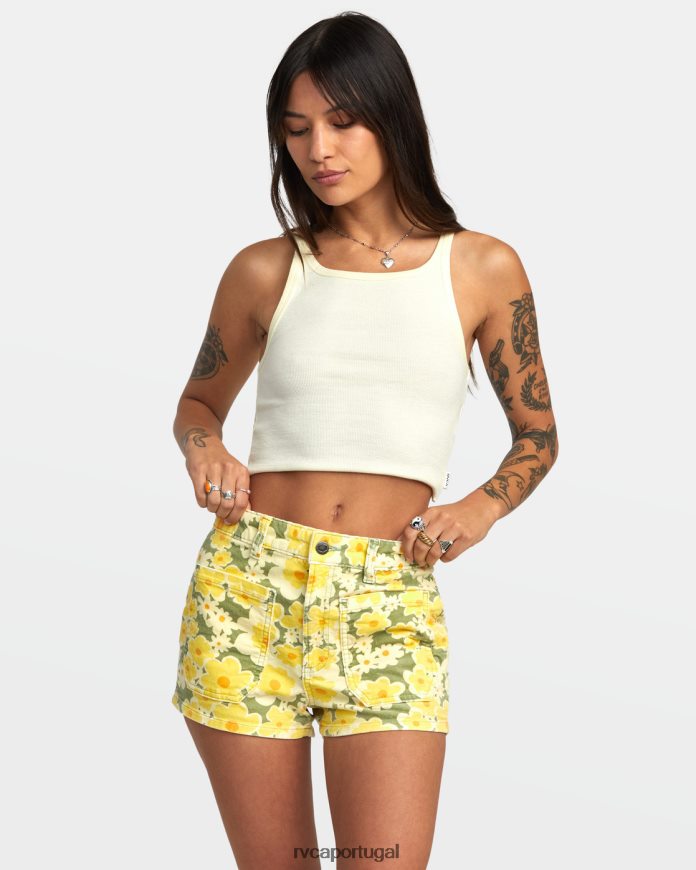 roupas RVCA mulheres belle shorts de veludo cotelê samambaia N00F2H1402