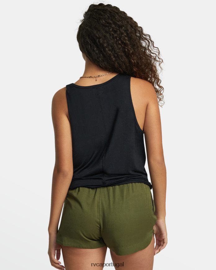 roupas RVCA mulheres novos shorts yume com cordão azeitona escura N00F2H1268