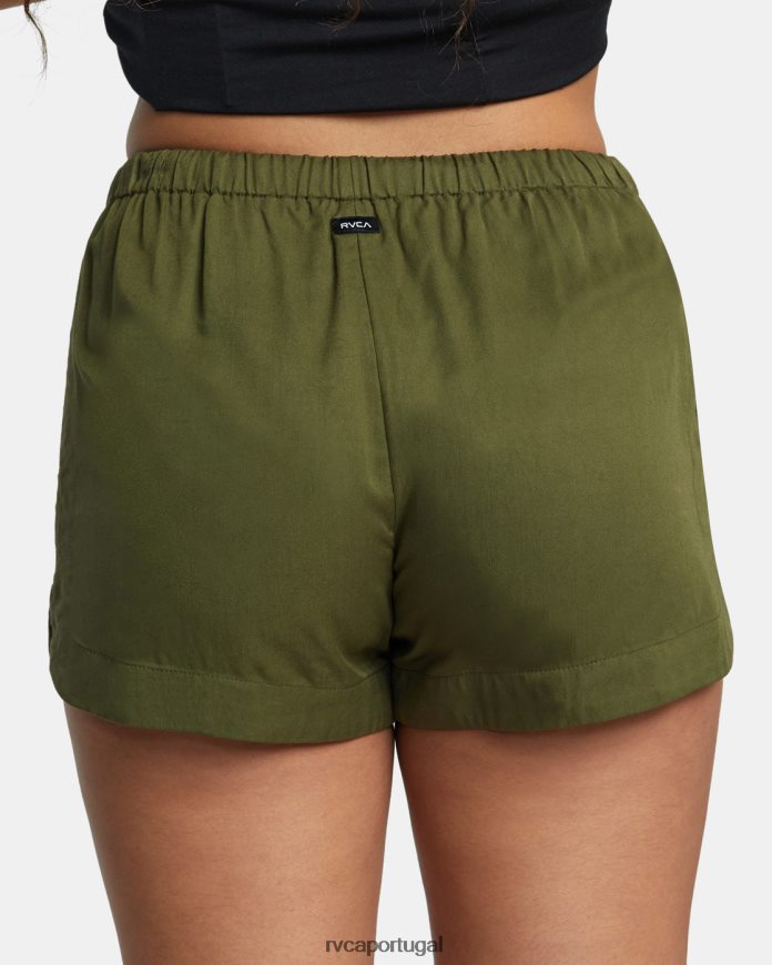 roupas RVCA mulheres novos shorts yume com cordão azeitona escura N00F2H1268