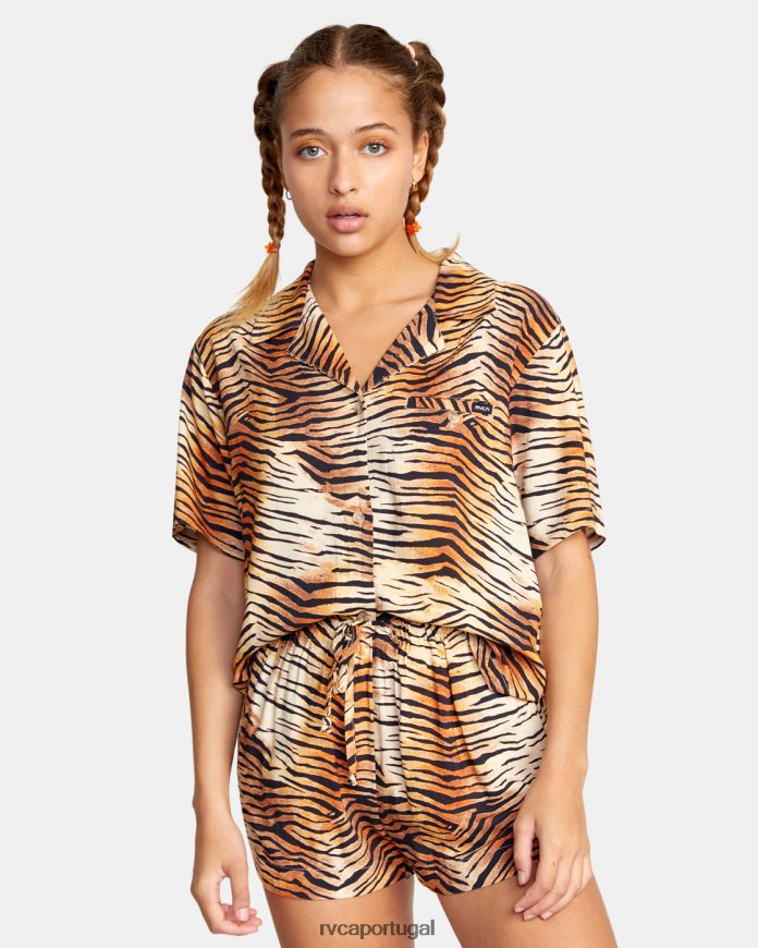 roupas RVCA mulheres novos shorts yume com cordão multi N00F2H1493