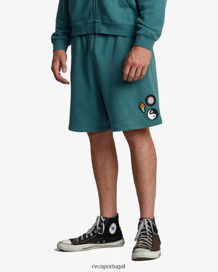 roupas RVCA mulheres rose machado shorts largos e oversized cerceta N00F2H247