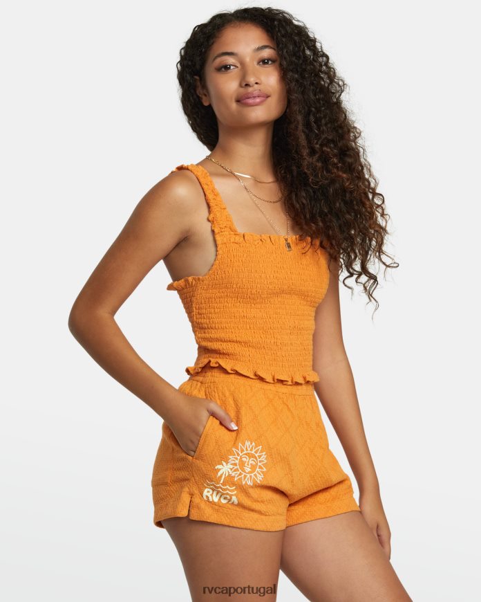 roupas RVCA mulheres shorts de tecido sawyer tangerina N00F2H1113