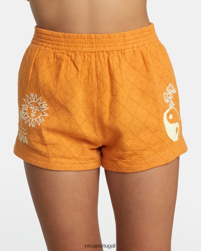 roupas RVCA mulheres shorts de tecido sawyer tangerina N00F2H1113