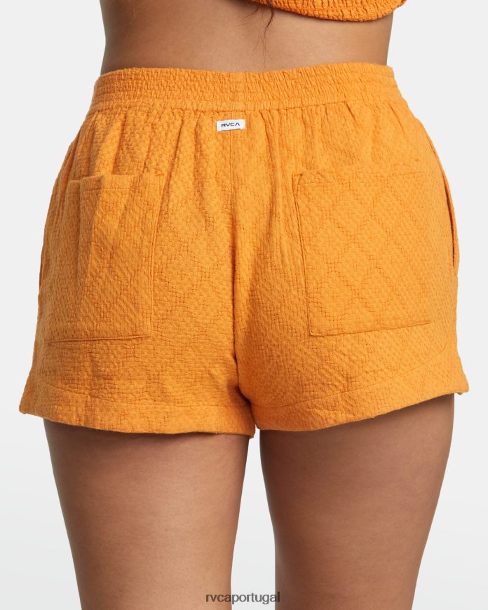 roupas RVCA mulheres shorts de tecido sawyer tangerina N00F2H1113