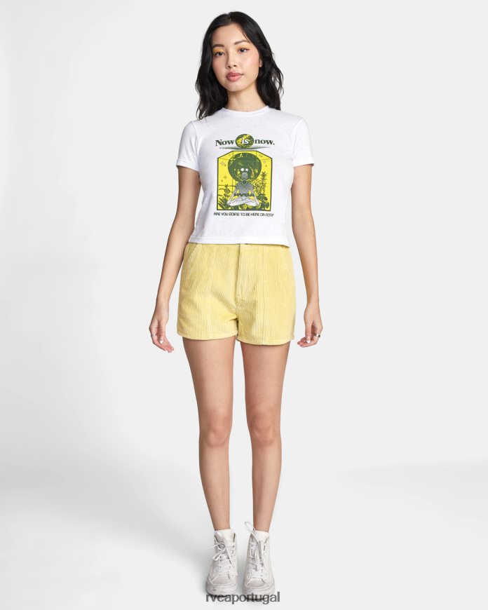roupas RVCA mulheres shorts de veludo cotelê diurno amarelo suave N00F2H1491