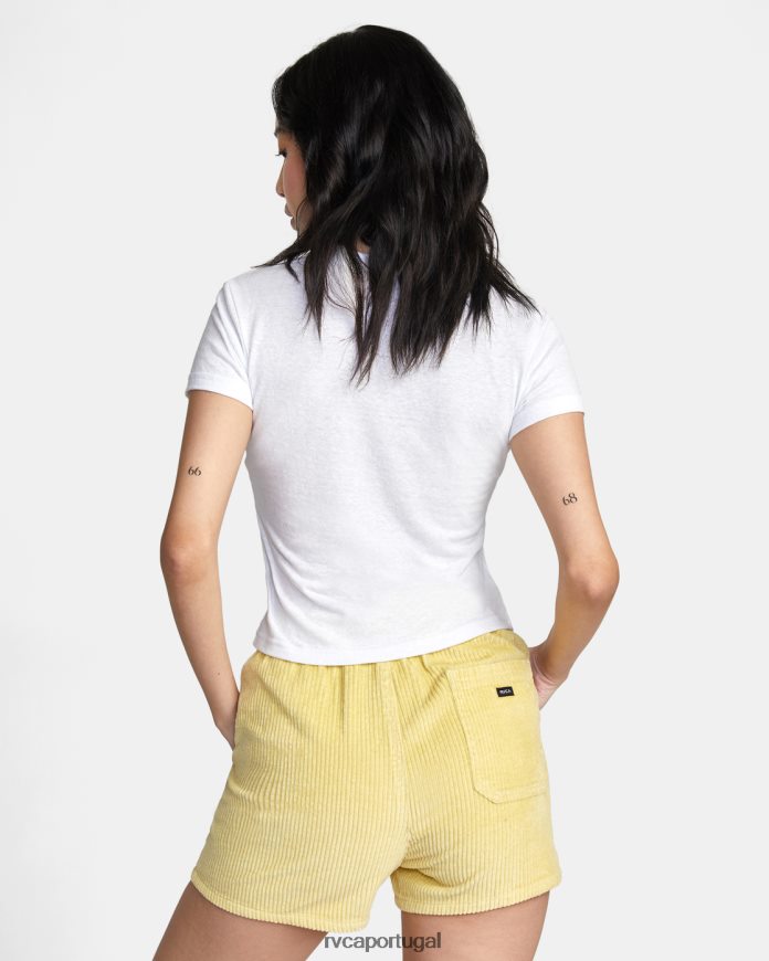 roupas RVCA mulheres shorts de veludo cotelê diurno amarelo suave N00F2H1491