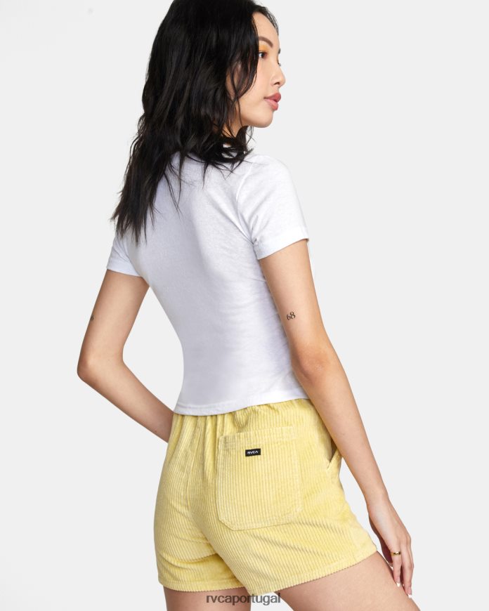 roupas RVCA mulheres shorts de veludo cotelê diurno amarelo suave N00F2H1491