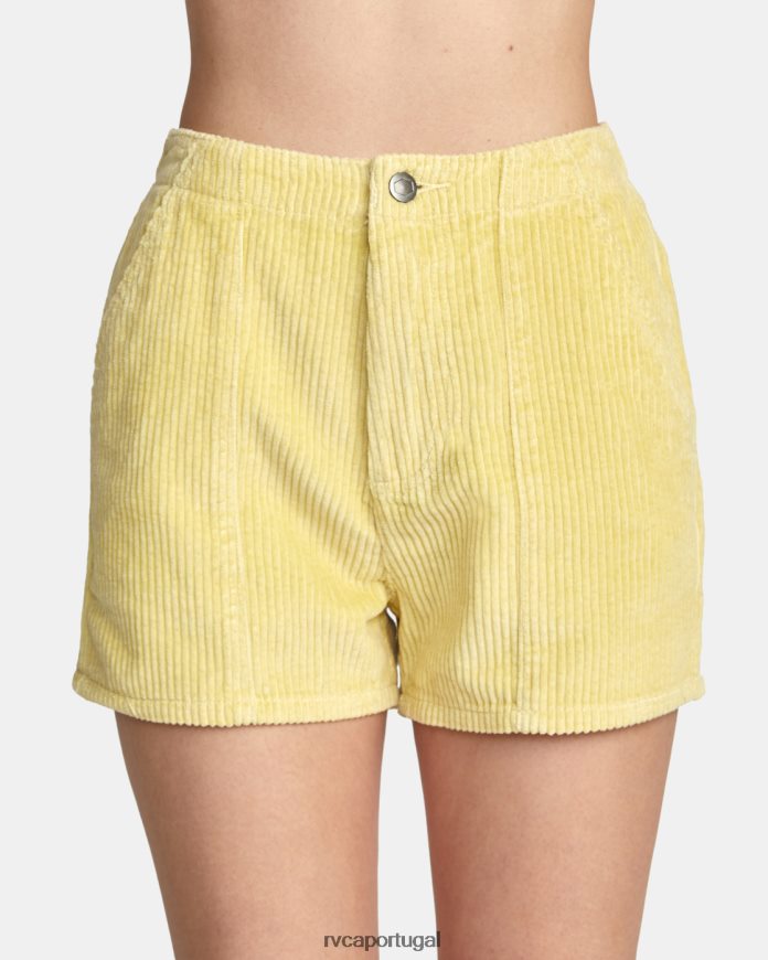 roupas RVCA mulheres shorts de veludo cotelê diurno amarelo suave N00F2H1491