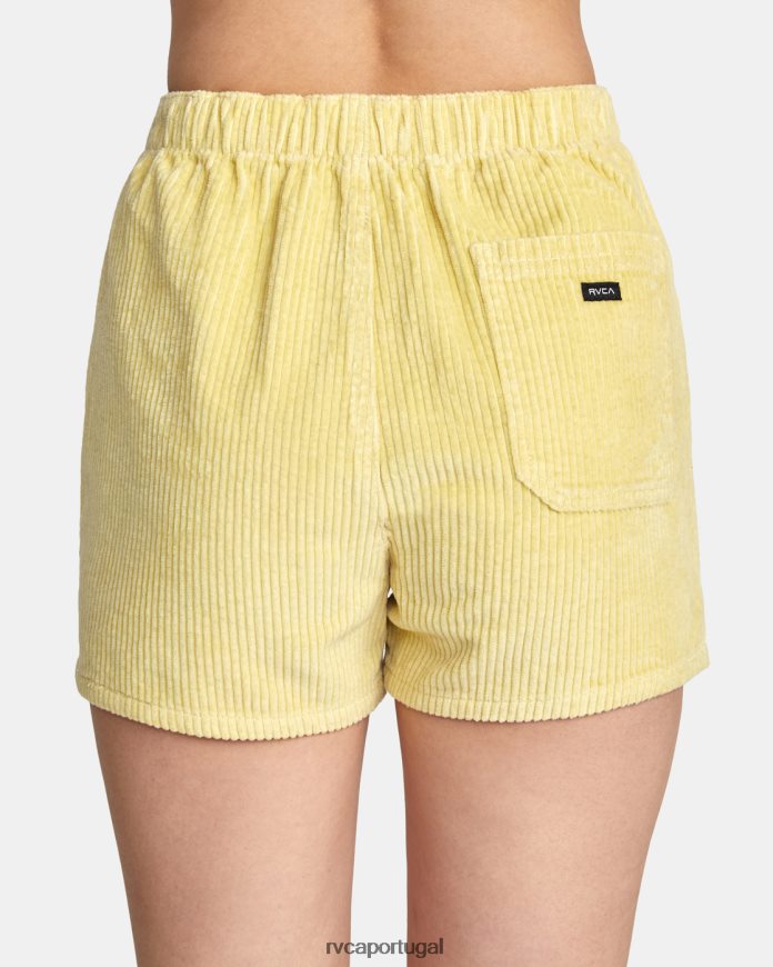 roupas RVCA mulheres shorts de veludo cotelê diurno amarelo suave N00F2H1491