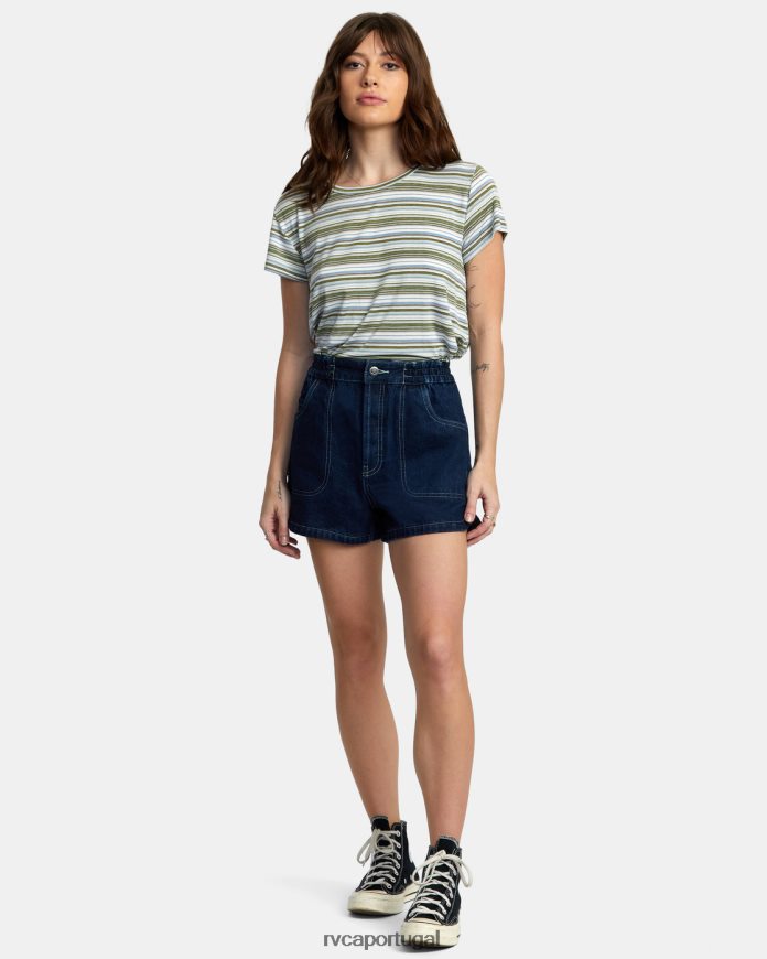 roupas RVCA mulheres shorts jeans veneza índigo escuro N00F2H1726