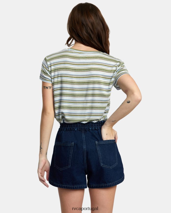 roupas RVCA mulheres shorts jeans veneza índigo escuro N00F2H1726