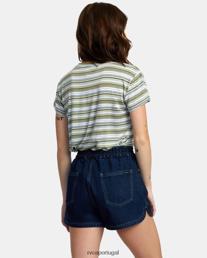roupas RVCA mulheres shorts jeans veneza índigo escuro N00F2H1726