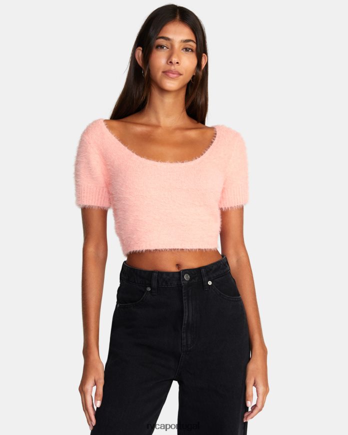roupas RVCA mulheres suéter cropped Murray coral N00F2H1710
