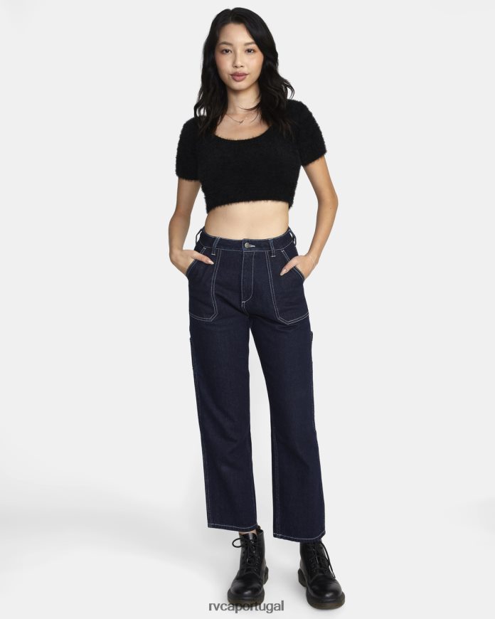 roupas RVCA mulheres suéter cropped Murray preto N00F2H1667