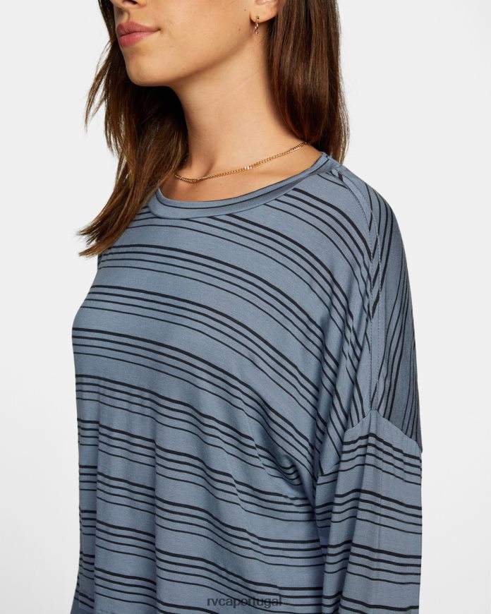 roupas RVCA mulheres contagem regressiva ii blusa de malha manga longa ardósia azul N00F2H1340